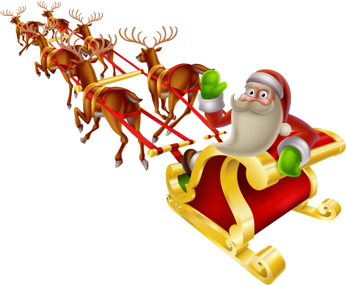 Download Transparent Santa Reindeer Png - Back Of Santas Sleigh