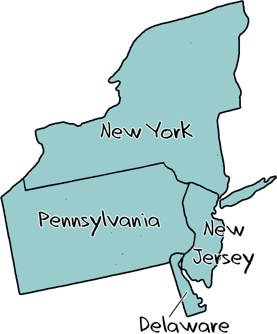Download Clip Art Middle Colony Map - Middle Colonies Map Png - ClipartKey