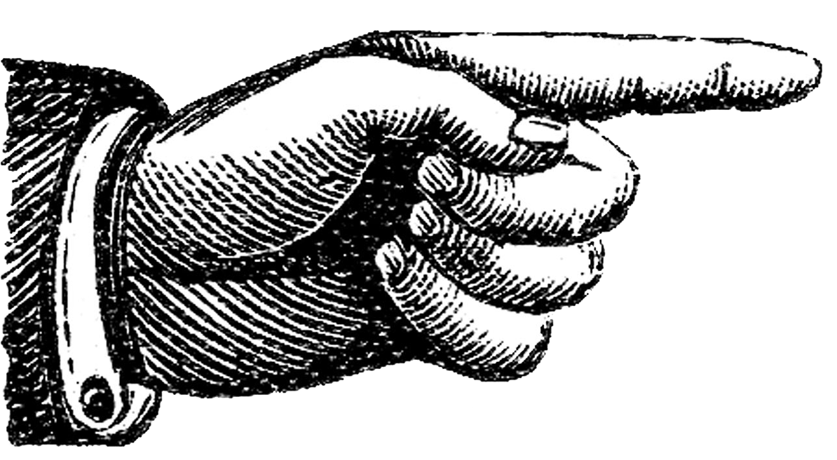 Download Vintage Pointing Finger - Old Fashioned Pointing Hand - ClipartKey