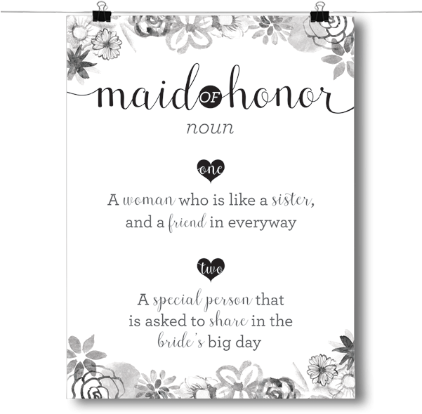 Download Bridesmaid Definition Poster Maid Of Honor Noun Definition