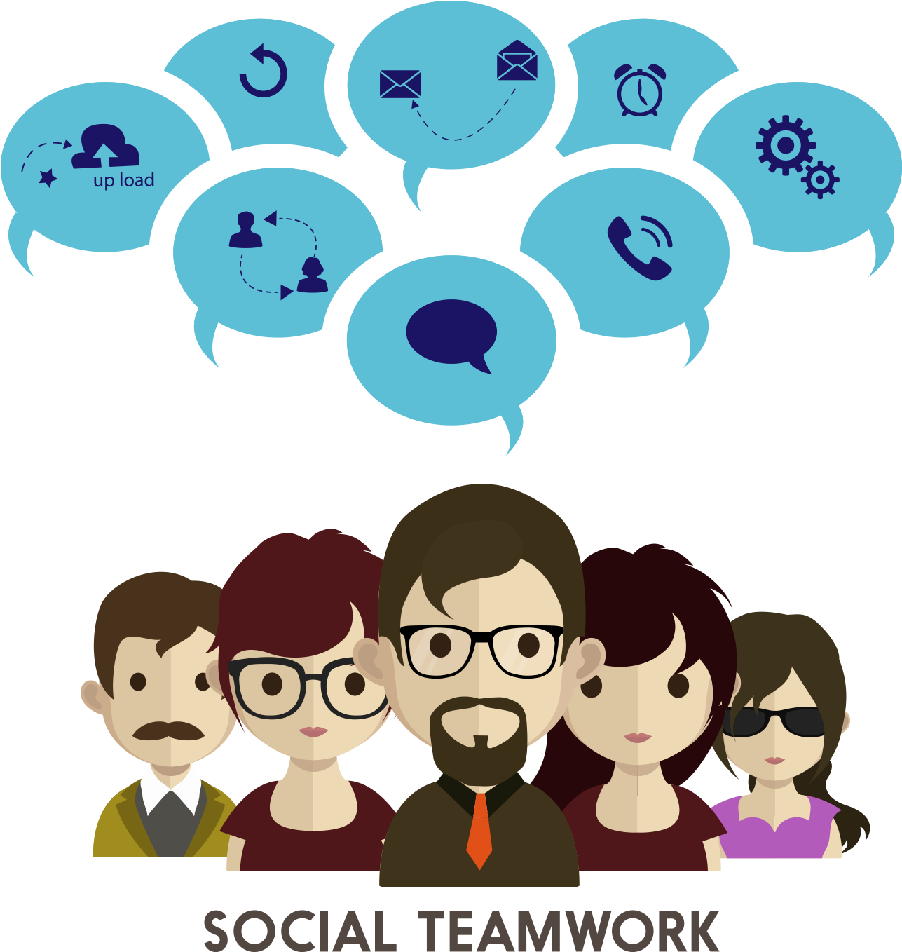Download Clip Art Parisian Cartoon - Team Work Vector Free - ClipartKey
