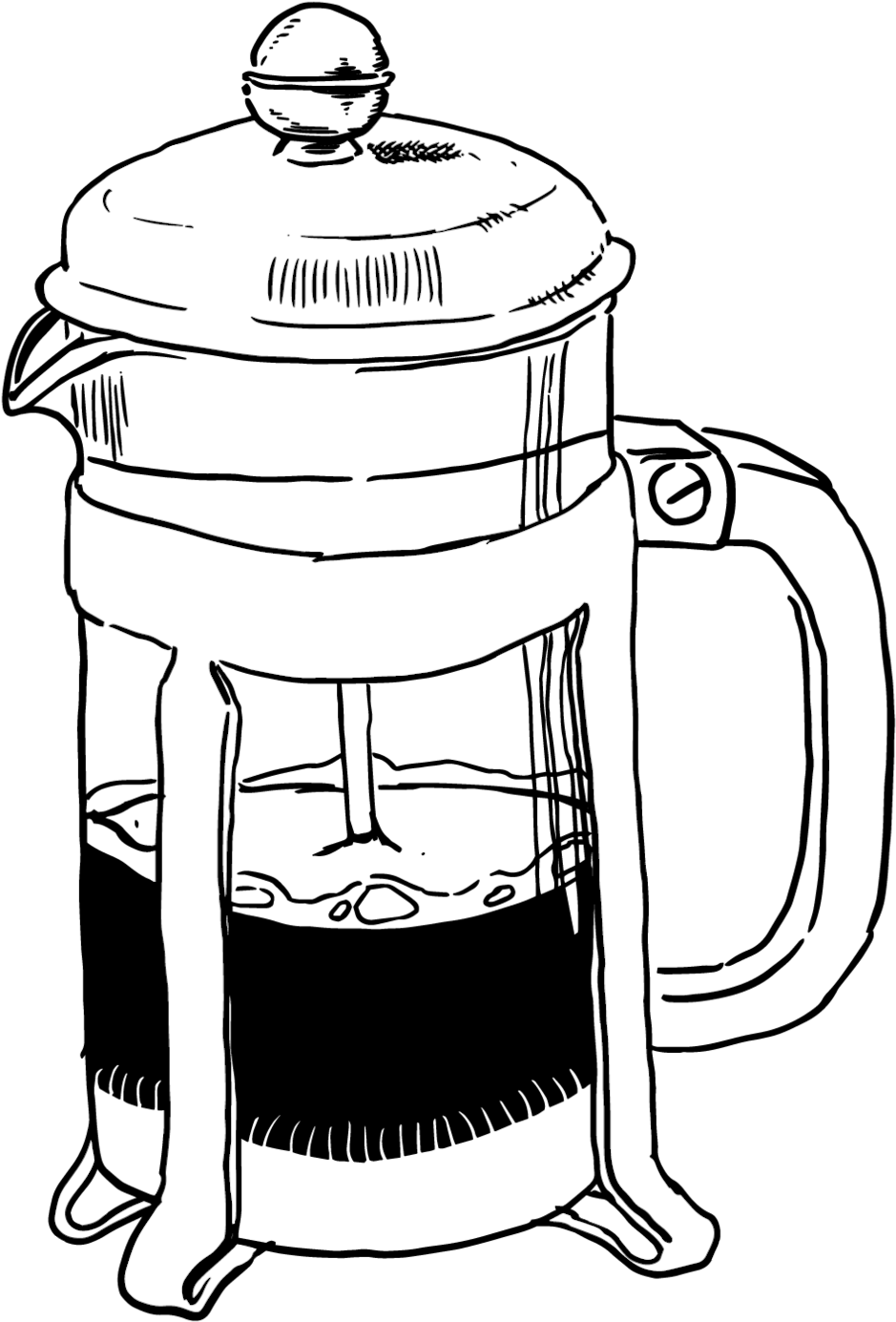 Download Step 1 Preheat Your French Press French Press Line Drawing ClipartKey