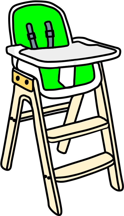 Download High Chair, White Tray, Blond Wood, Steps, Bright Green
