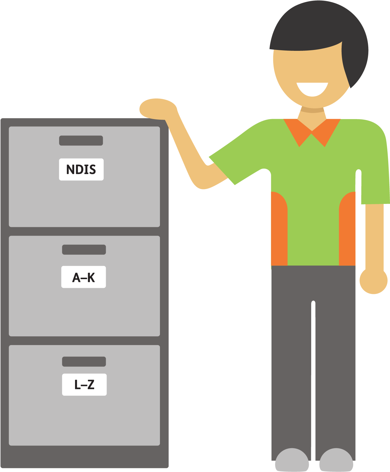 Download Illustration Of A Man Beside A Filing Cabinet - Man Filing