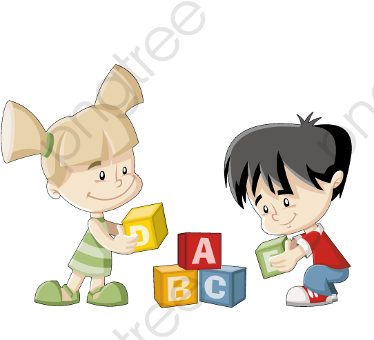 Download Children Playing With Blocks Clipart - Cartoon - ClipartKey