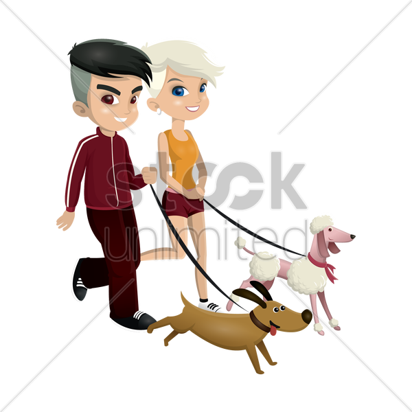 Download Transparent Girl Walking Clipart Boy And Girl Walking Dog