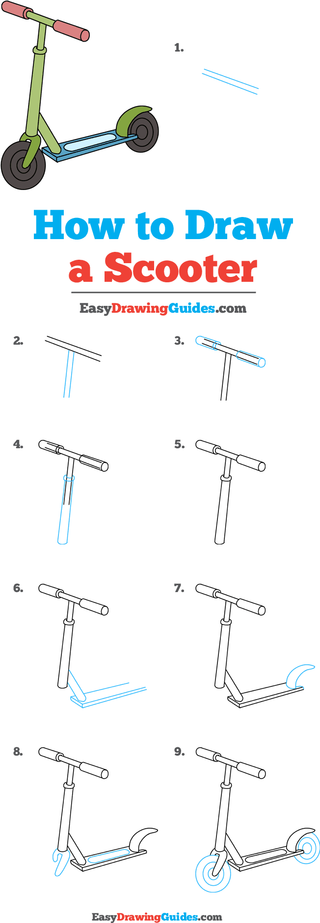Download How To Draw A Scooter Easy Drawing Guides - Trolls Poppy ...