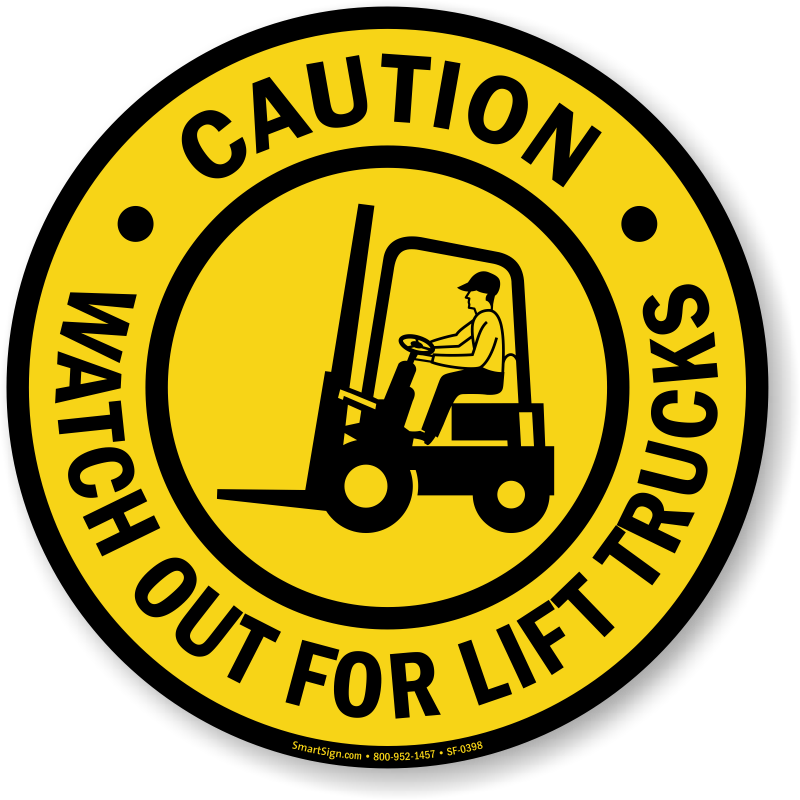 Download Caution Watch Out For Lift Trucks Floor Sign Circle ClipartKey