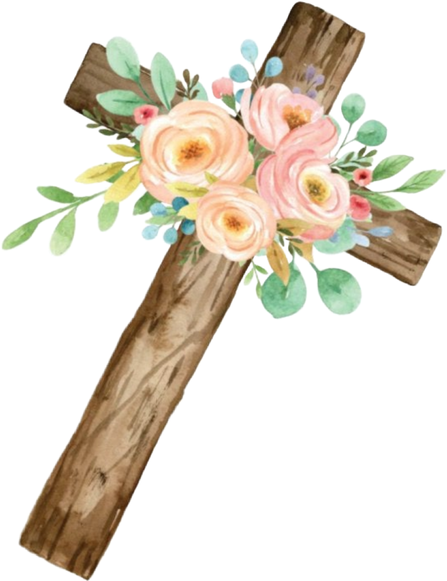 Download #watercolor #cross #flowers #floral #decorative #religion