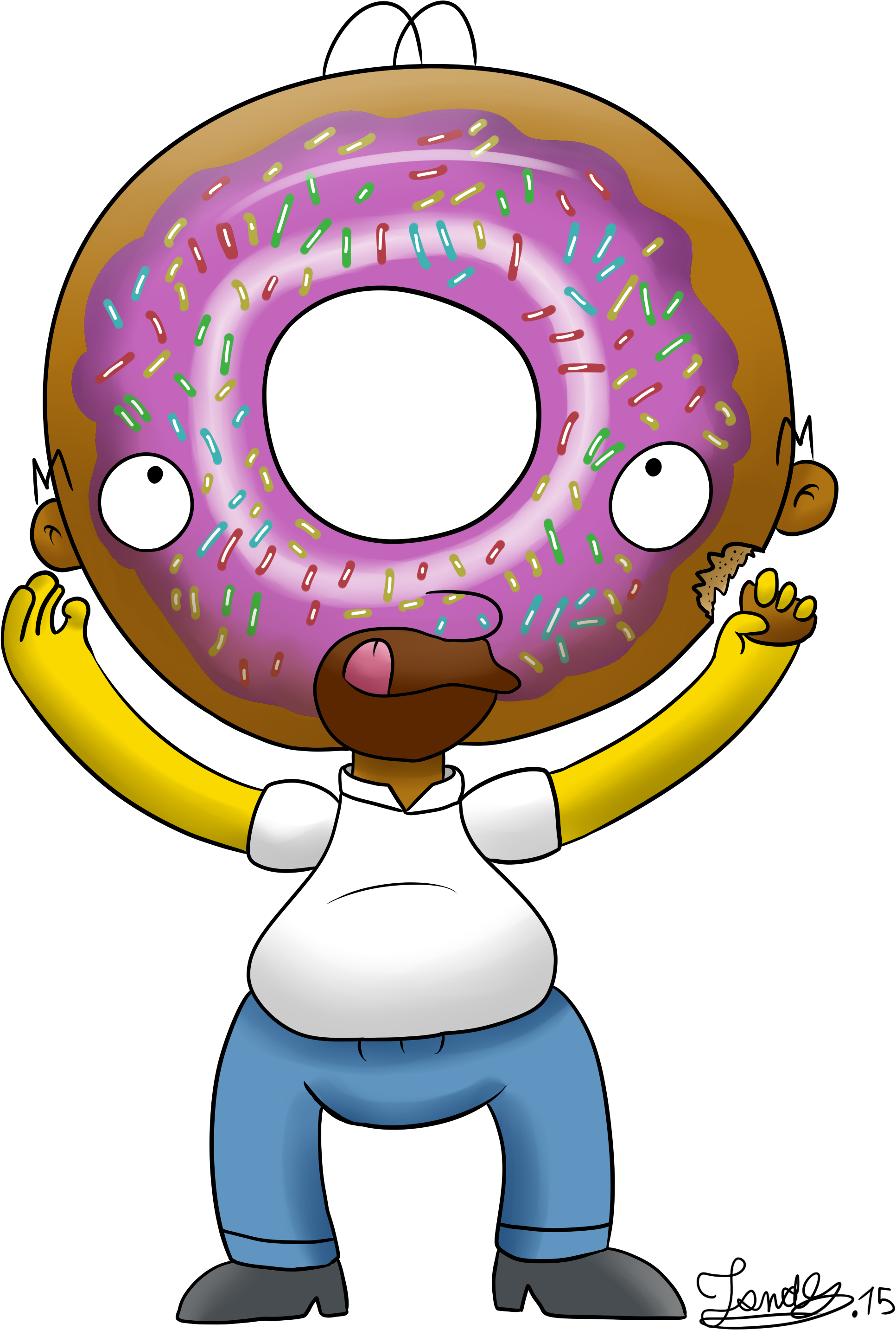 Download Homer Simpsons Donuts Head By Jonas - Homer Simpson Donut Png.