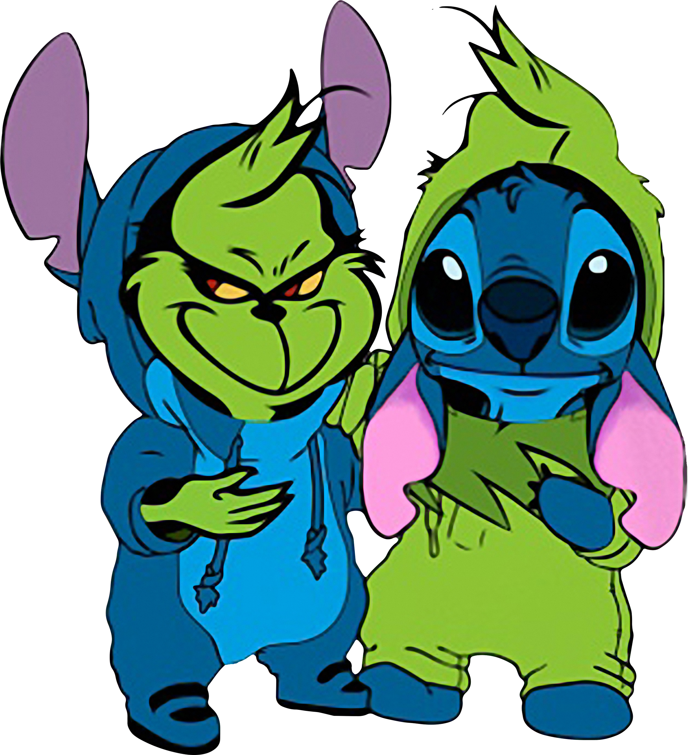 Download Best Friends Baby Grinch And Stitch Long Shirt, Sweater