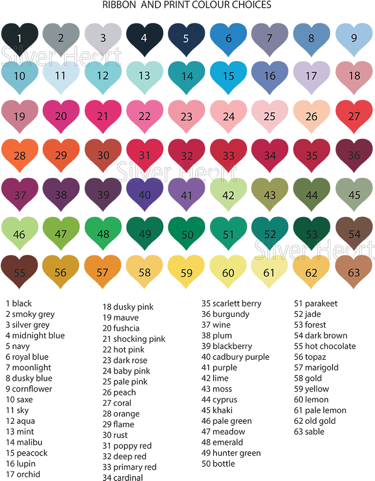 Download Colour Chart For Ribbon And Print Types Of Heart Colour