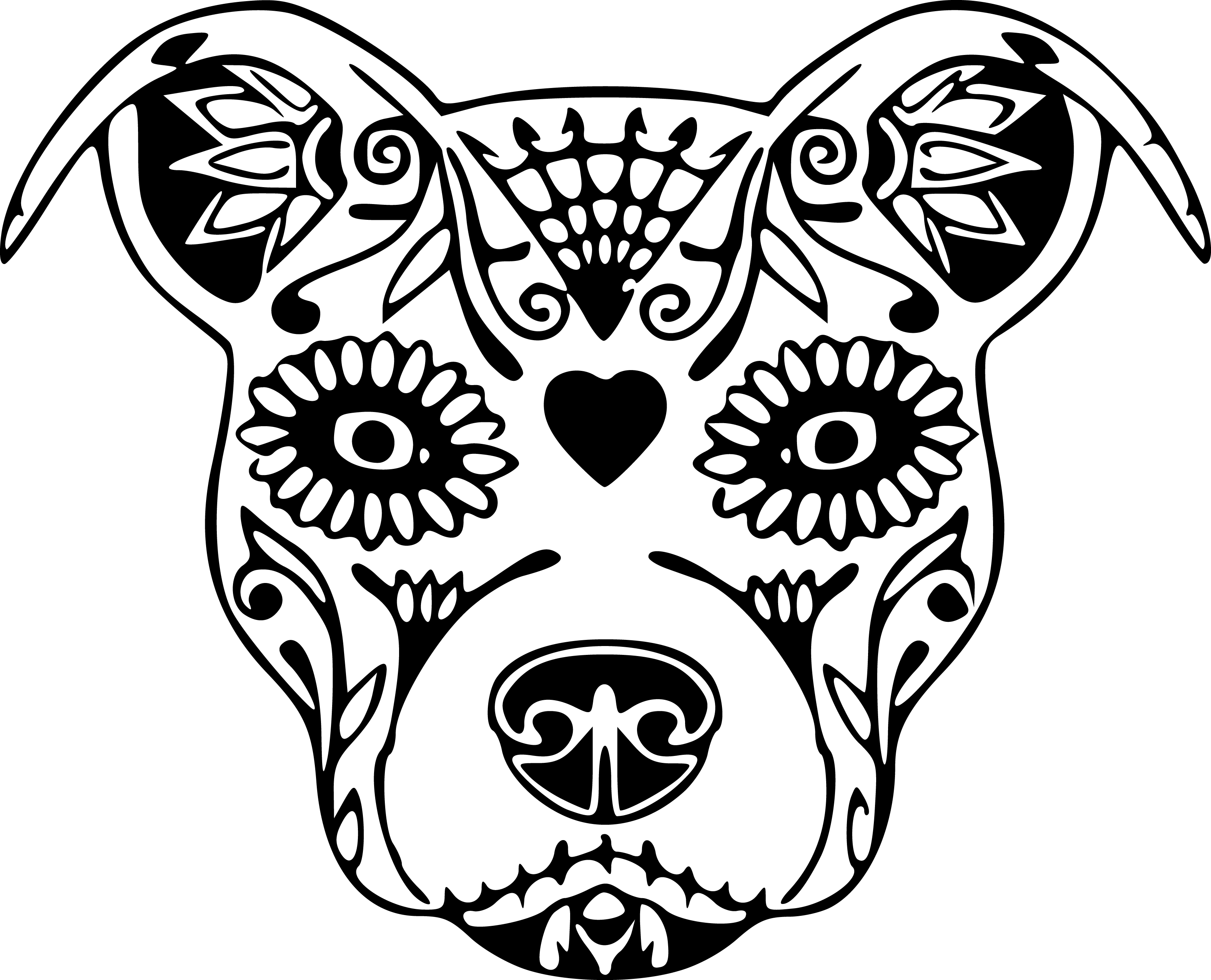 Download Pit Bull Sugar Skull Coloring Page, Printable Pit Bull - Sugar