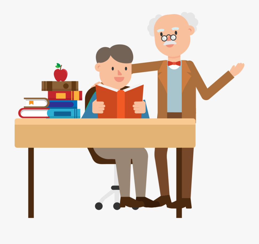 Desk Clipart Student Technology - Professor Teaching A Student Cartoon, Transparent Clipart
