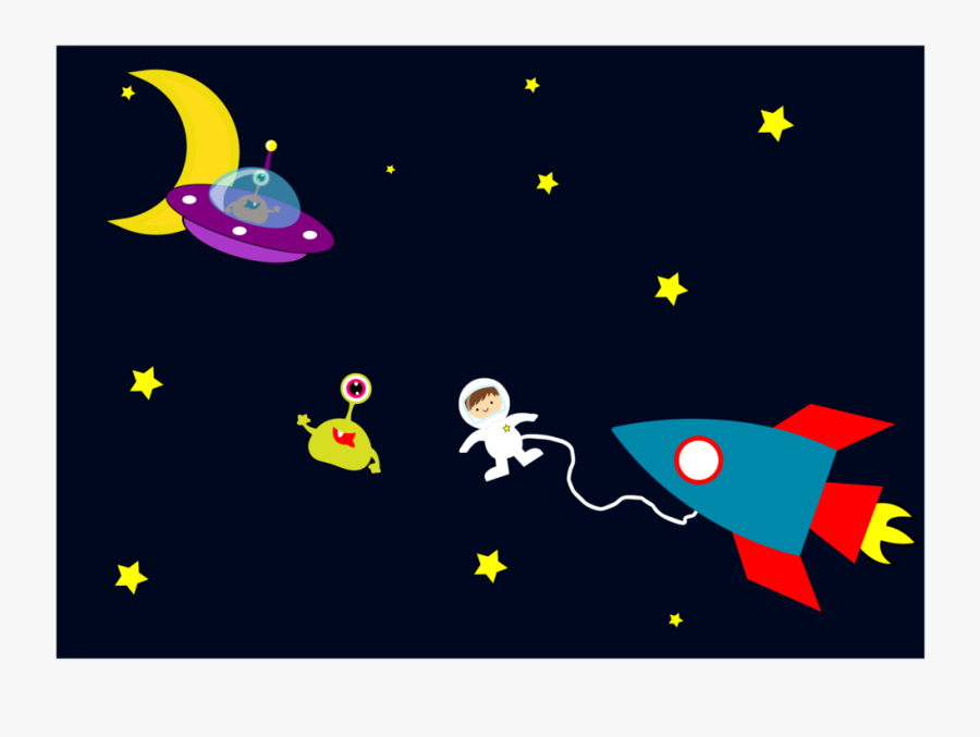 Star,art,space - Cartoon Rocket In Space, Transparent Clipart