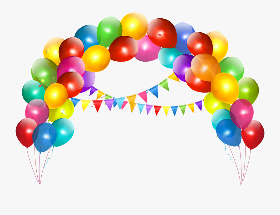 Transparent Balloon Arch With Decoration Clipart - Globos De Cumpleaños Png, Transparent Clipart