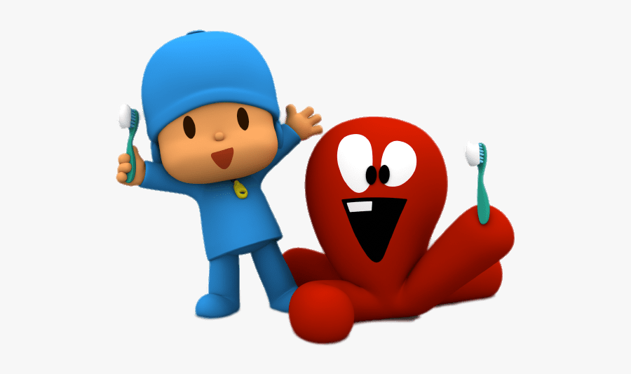 Pocoyo And Fred Brushing Teeth - Fred Pocoyo, Transparent Clipart