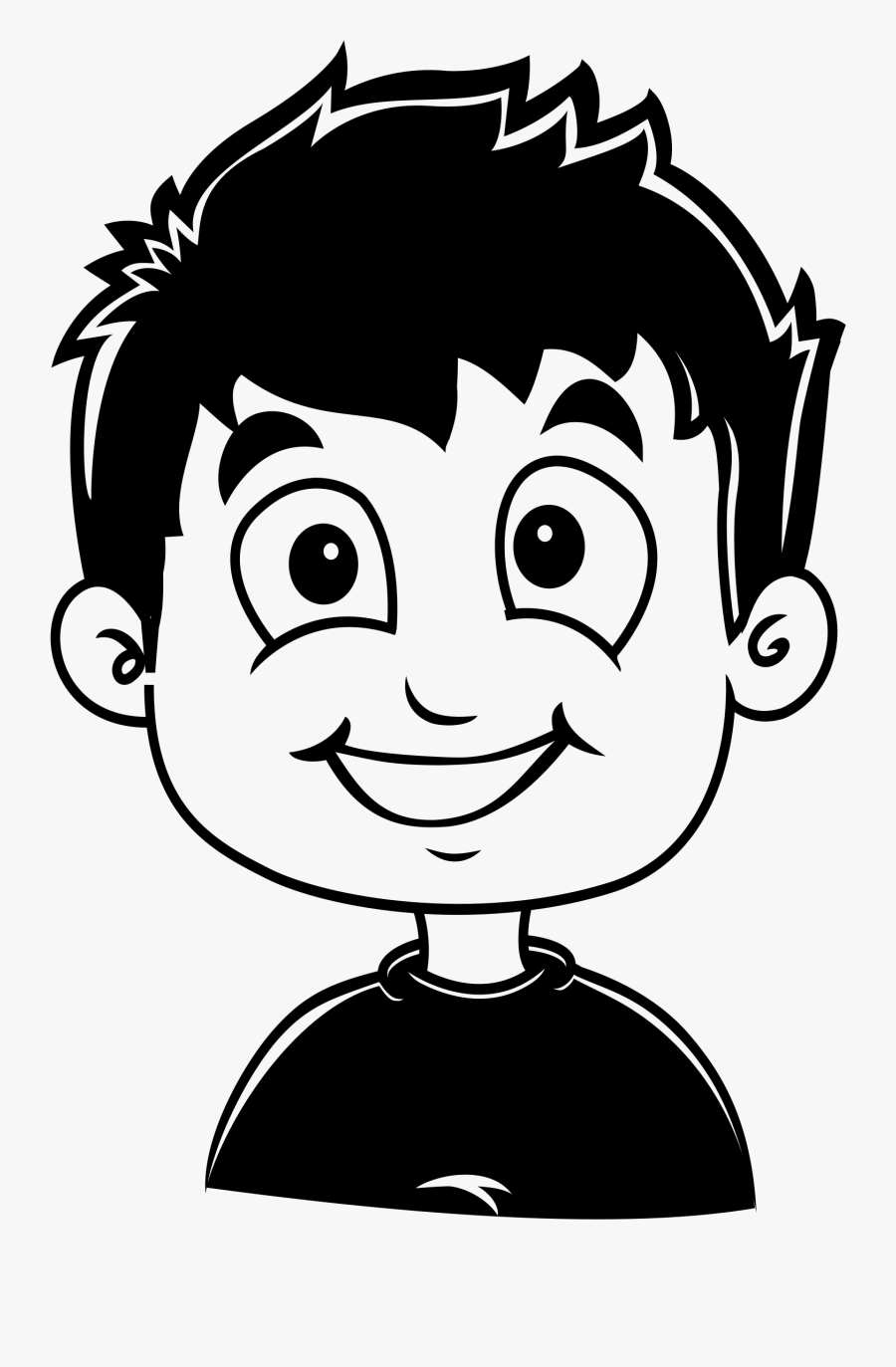 Grin Clipart Child Smile - Boy Happy Face Clipart Black And White, Transparent Clipart