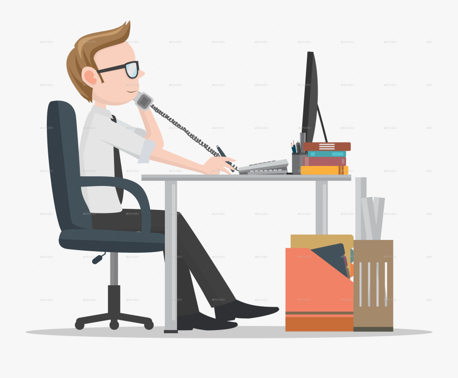 Office Clipart Office Desk - Office Worker Png, Transparent Clipart
