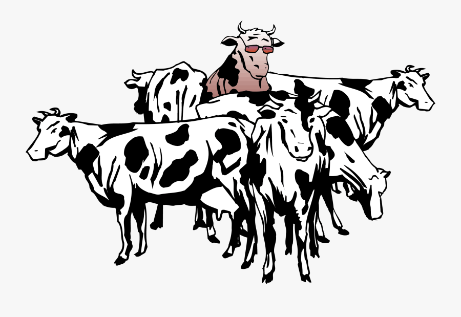 Transparent Cows Clipart - Herd Of Cattle Clipart, Transparent Clipart