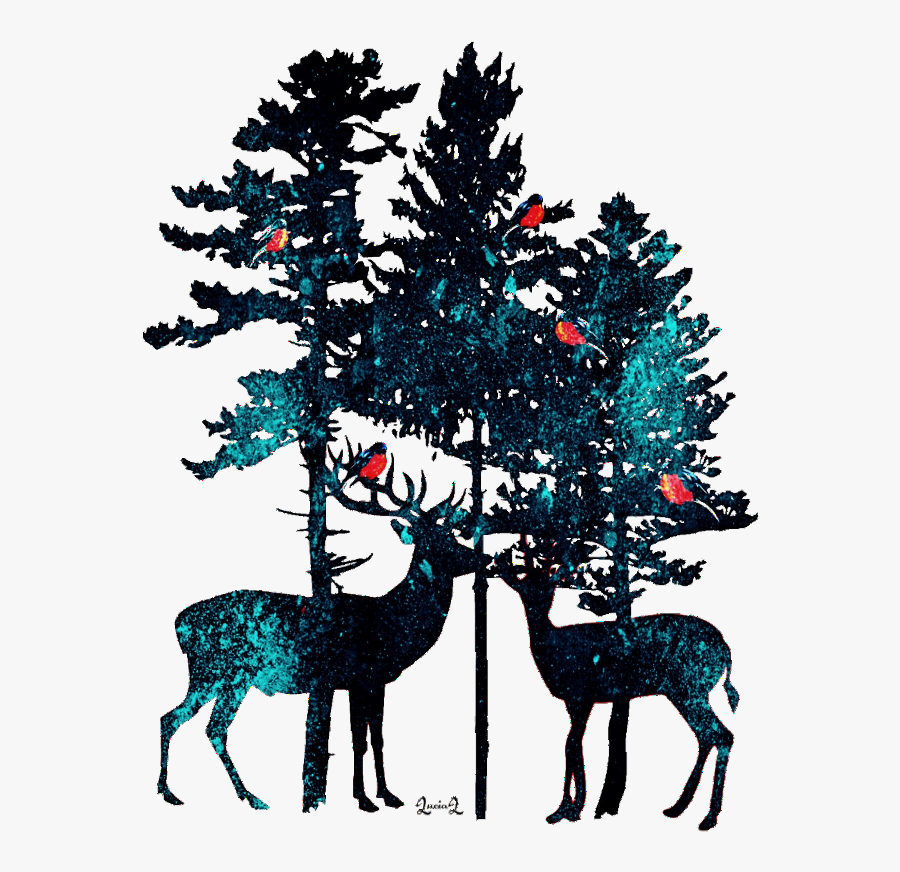 #deer #winter #pines - Jack Pine Tree Silhouette, Transparent Clipart