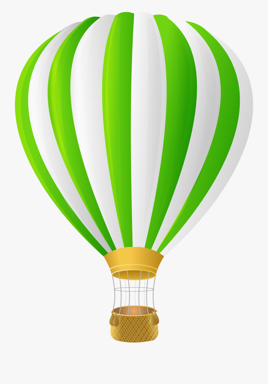 Green Hot Air Balloon Transparent Png Clip Artu200b - Transparent Background Hot Air Balloon Clip Art, Transparent Clipart