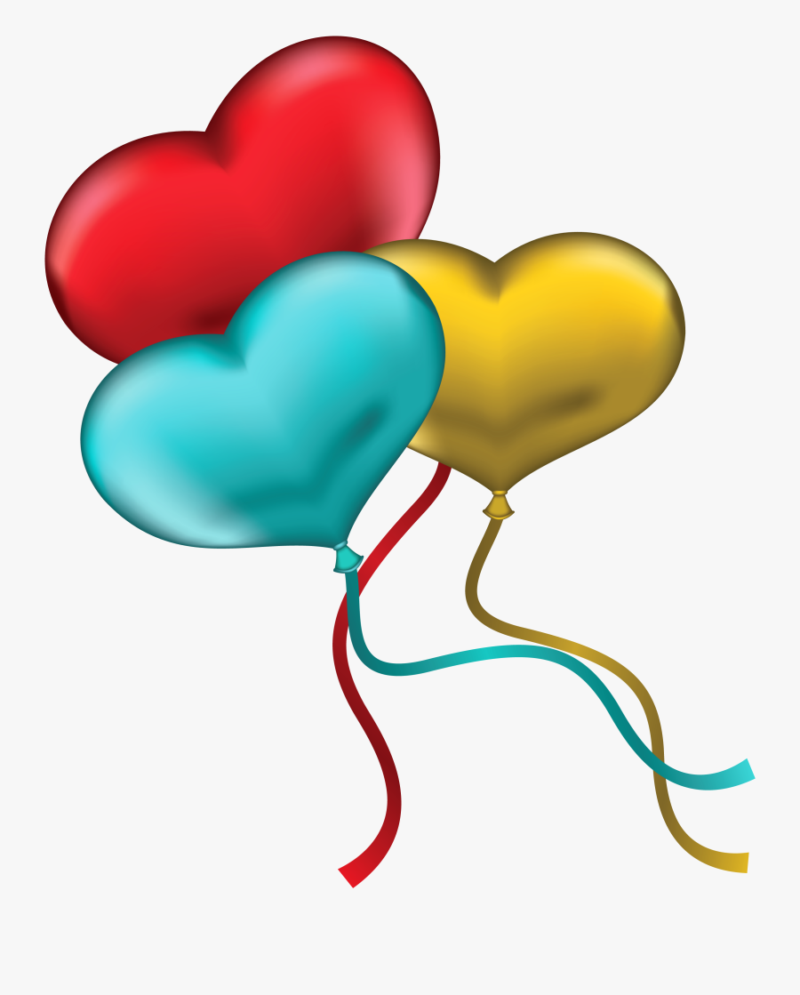 Red Blue And Yellow Heart Balloons Png Clipart Pictureu200b - Heart Balloons Clip Art, Transparent Clipart