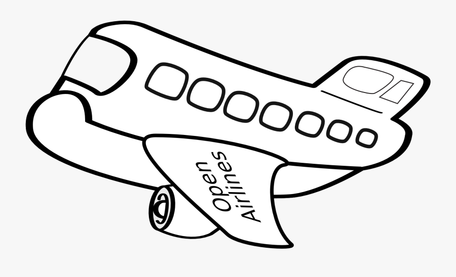 Aereo Passeggeri Funny Airplane Black White Line Art - Airplane Clipart Png, Transparent Clipart