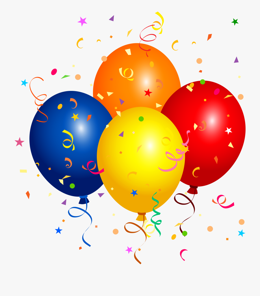 Confetti And Balloons Png Clipart Image - Birthday Balloons Clipart Free, Transparent Clipart
