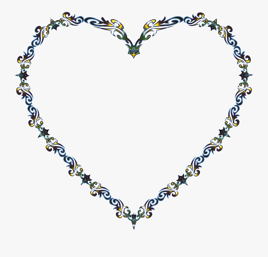 Colorful Fancy Decorative Line Art Heart 3 Clipart, Transparent Clipart