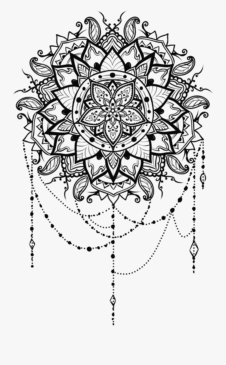 Om Art Ornament Line Mandala Drawing Clipart - Mandala Png, Transparent Clipart