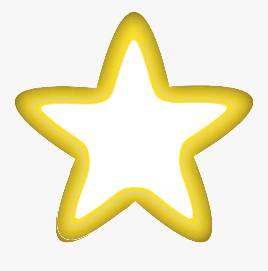 Star - Line - Clipart - Yellow And White Star, Transparent Clipart