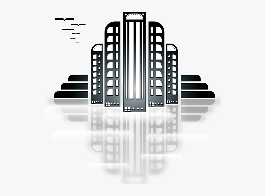 City Svg Clip Arts - Art Deco Building Clipart, Transparent Clipart