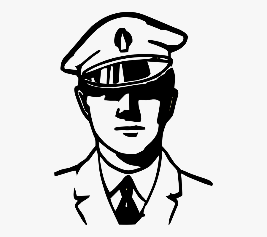Police, Service, Officer, Arrest, Law Enforcement - Security Guard Line Art, Transparent Clipart