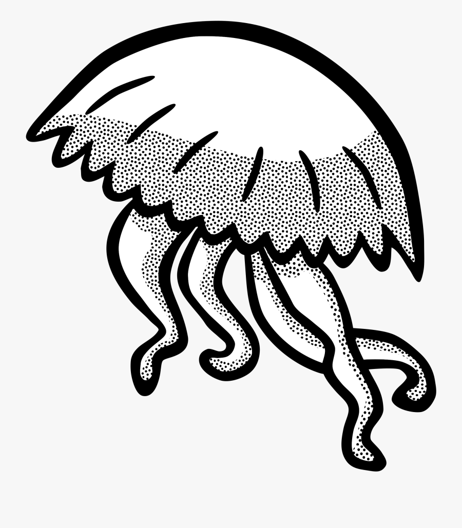 Lineart Vector Download - Jelly Fish Clip Art Black And White, Transparent Clipart