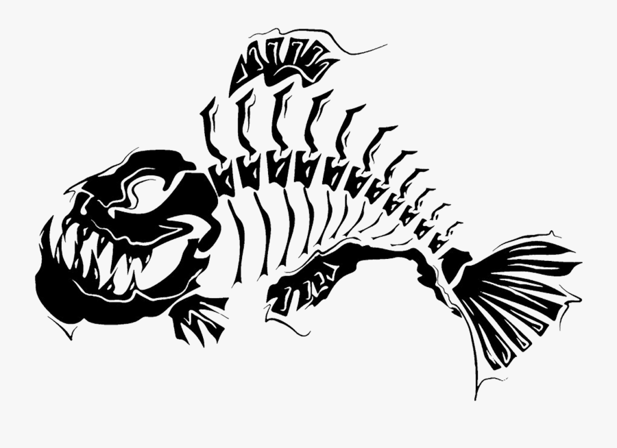 Tattoo Skeleton Fish Bone Clip Art - Fish Skeleton Wall Art, Transparent Clipart