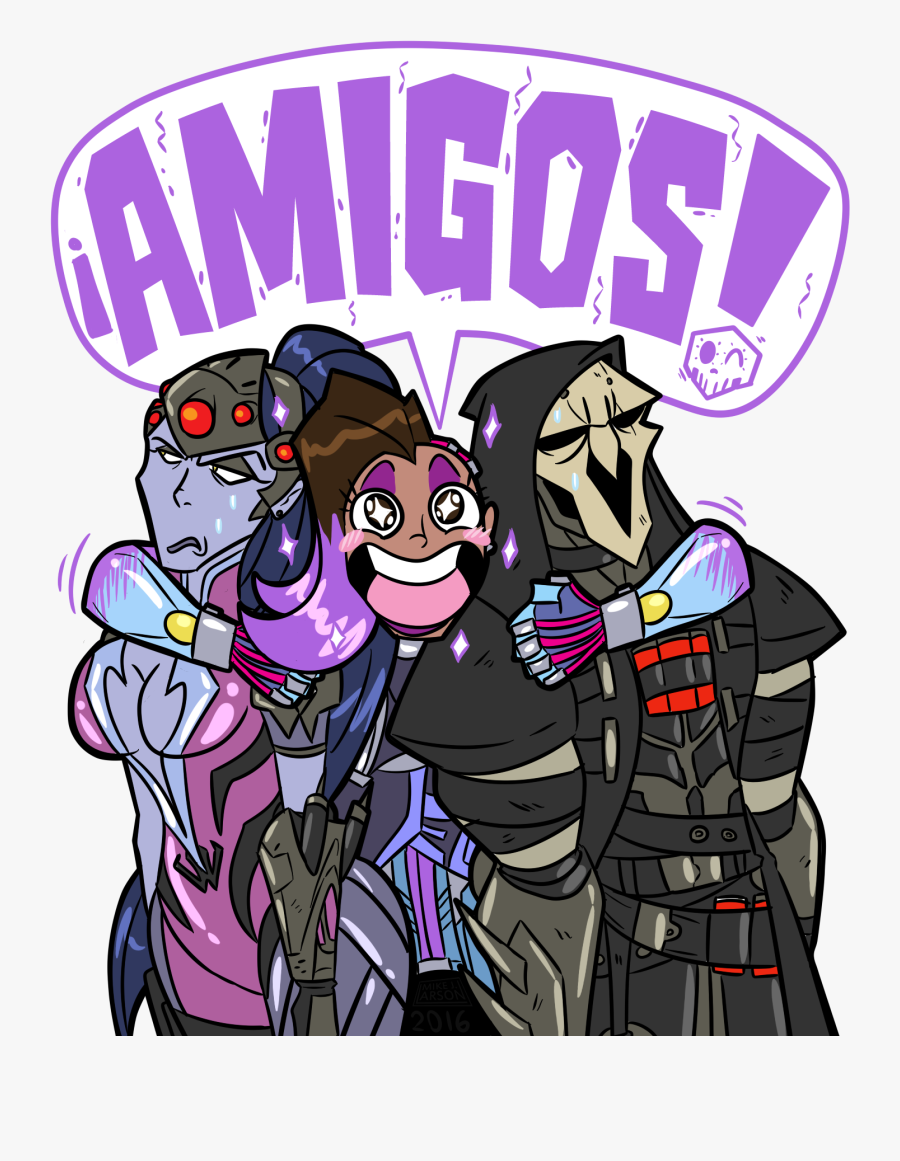 Comic Book Style Lady Laughing Clipart - Reaper X Widowmaker X Sombra, Transparent Clipart