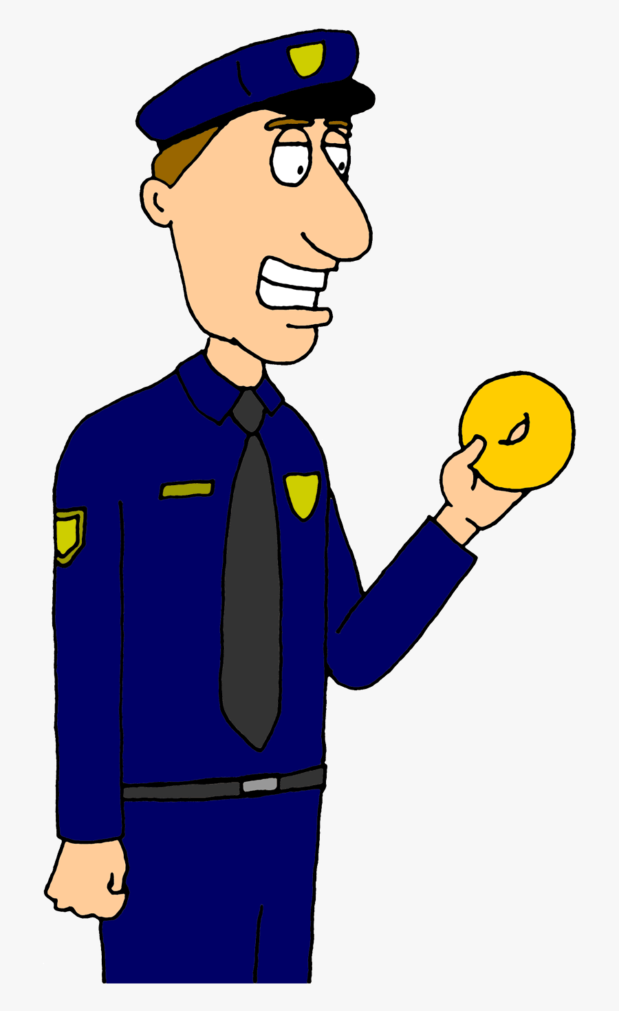 Police Officer Clip Art 3 Image - Cartoon Cop Eating Donut, Transparent Clipart