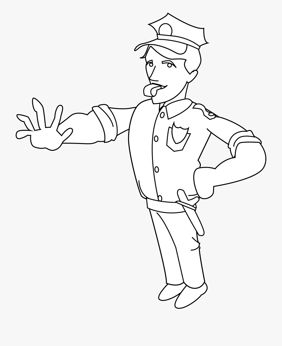 Police Officer Coloring Page Free Clip Art - Cartoon, Transparent Clipart