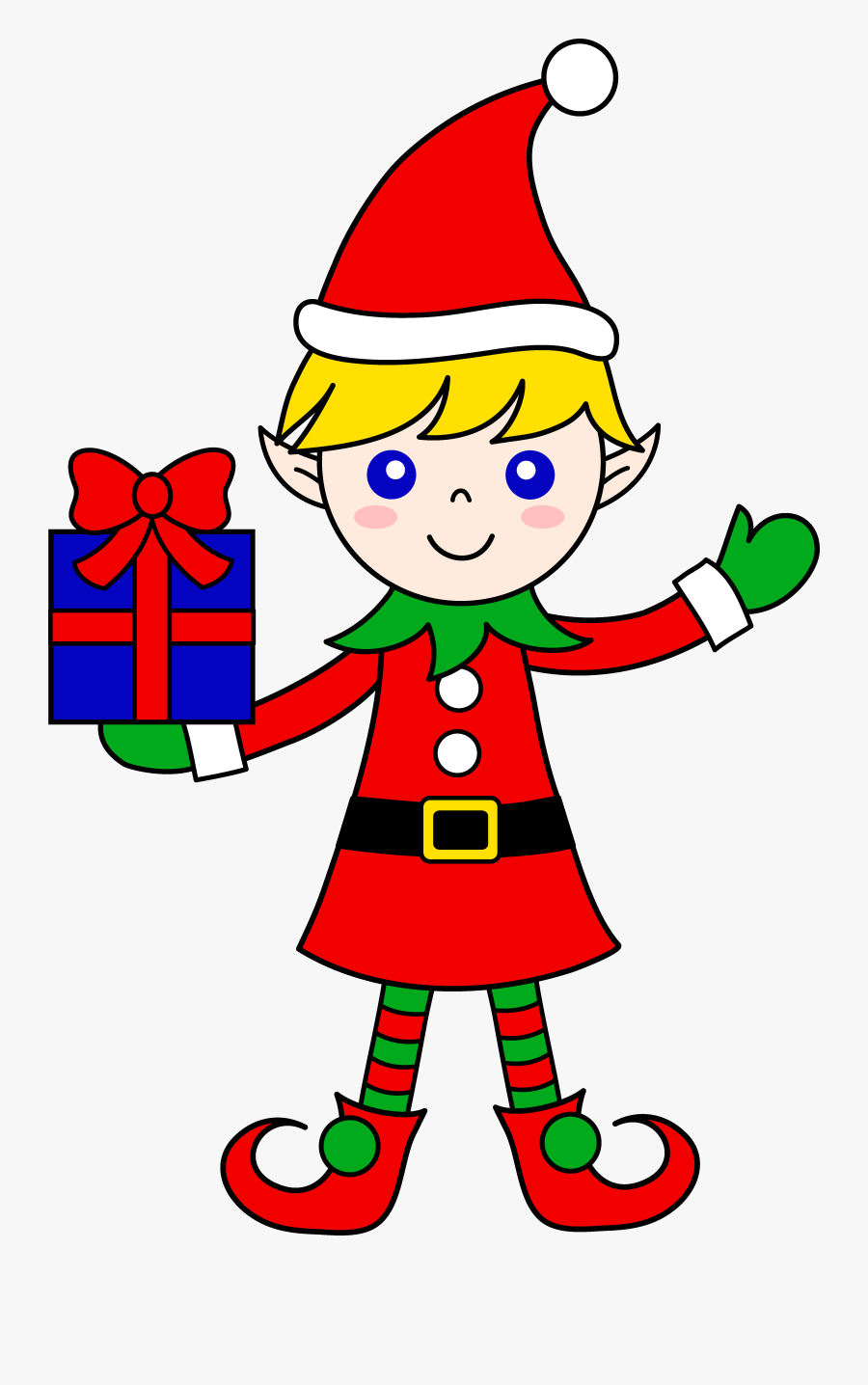 Poodle Clipart Christmas - Cartoon Santa Elf, Transparent Clipart