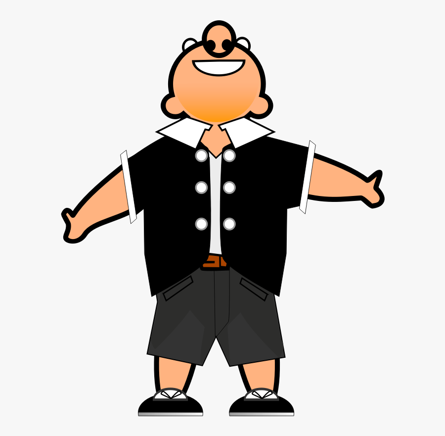 Man, Happy, Laughing, Suit, Fat, Cartoon, Comic, Shorts - Png Cartoon People Happy, Transparent Clipart