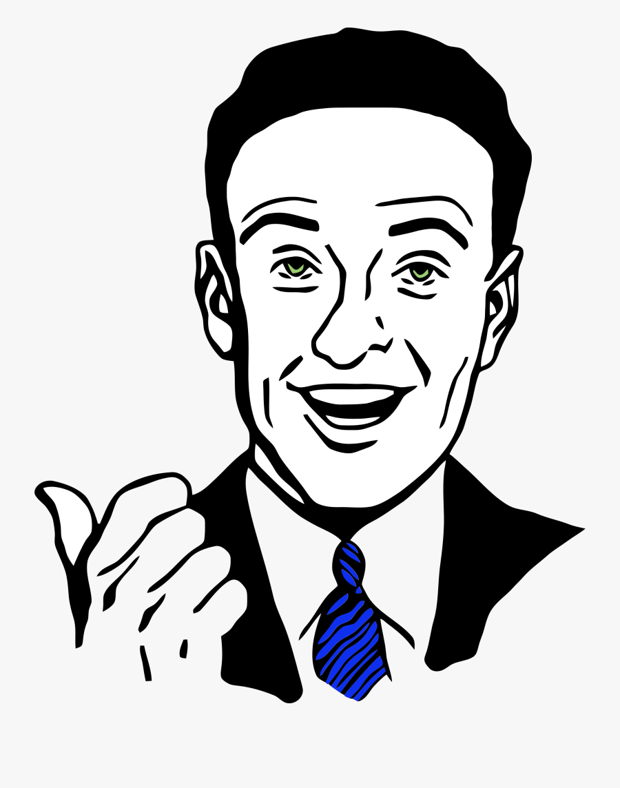 Pointing Man 2 Transparent Library - Face Man Clipart Black And White, Transparent Clipart