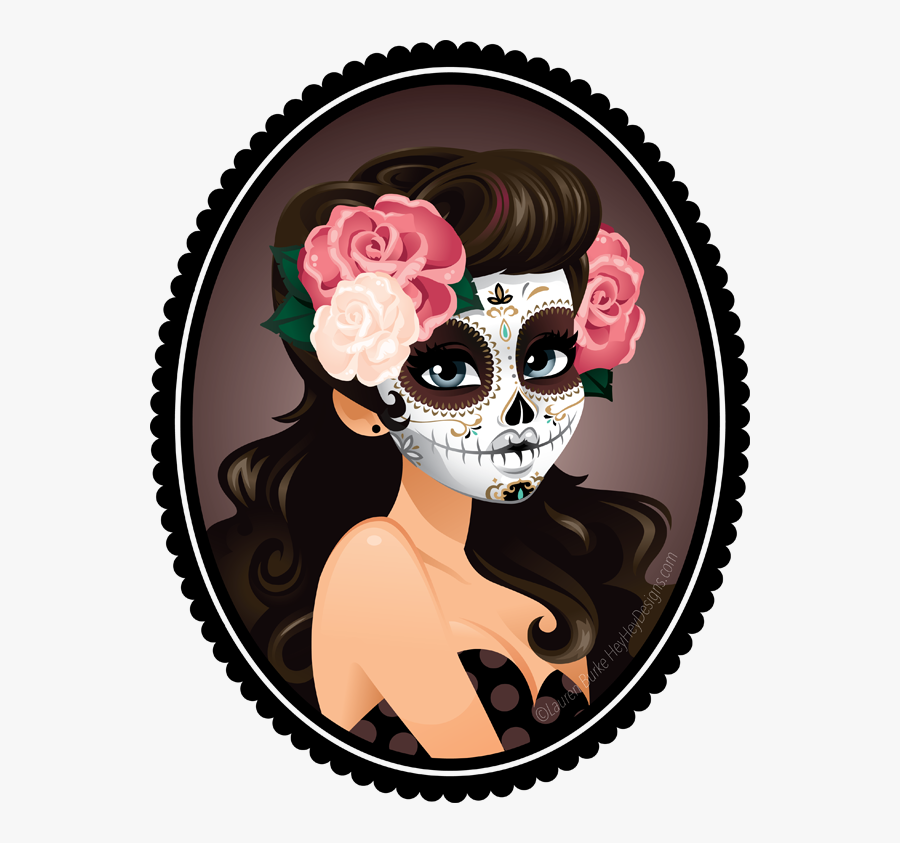 Transparent Death Clipart - Sugar Skull Girl Cartoon, Transparent Clipart