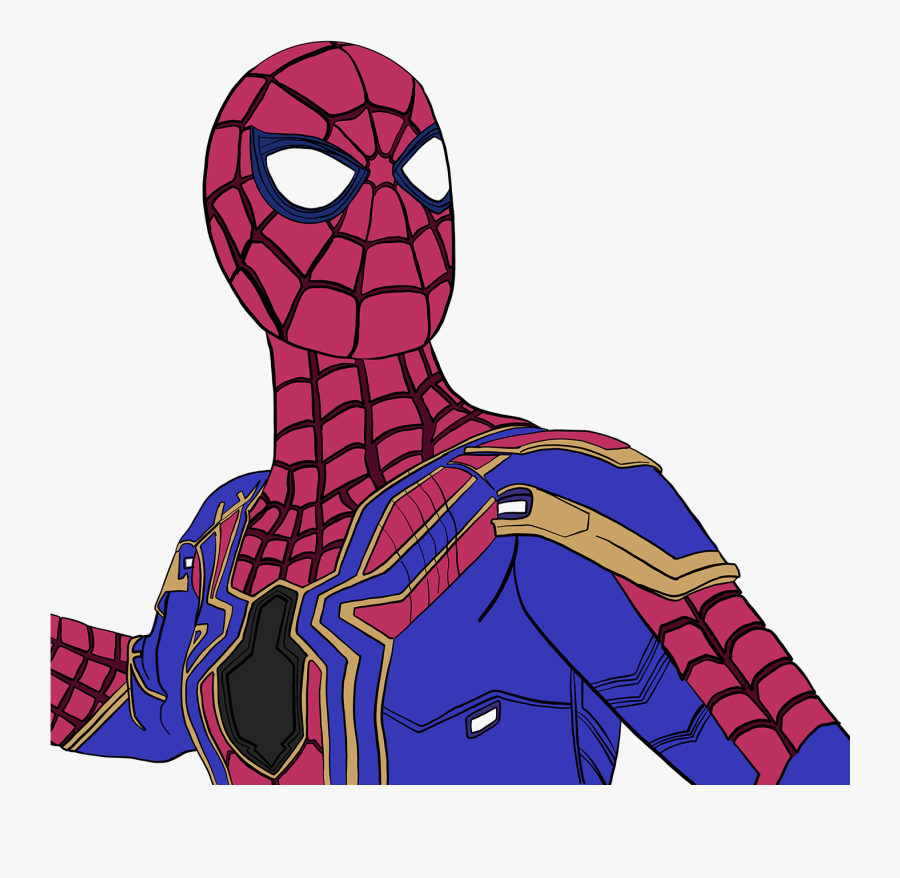 Iron Spiderman Clipart Superheroes - Iron Iron Spider Man Drawing, Transparent Clipart