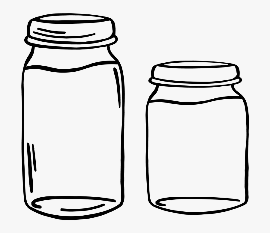 Mason Jar, Jar, Container, Glass, Jam, Food, Clip Art - Glass Bottle Clipart Black And White, Transparent Clipart