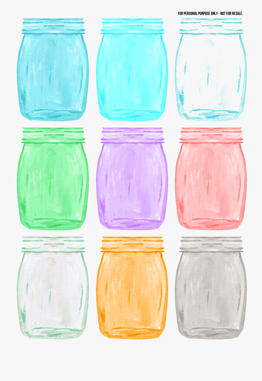 Fun Colored Mason Jars Clipart, Transparent Clipart