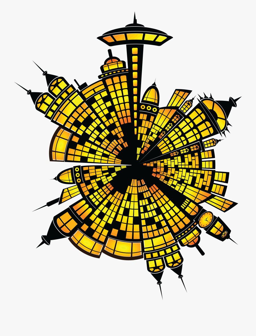 Free Clipart Of A Glowing City Radial - Radial Illustration City, Transparent Clipart