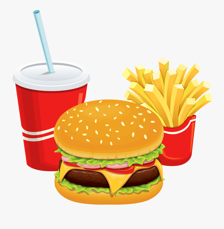 Clipart Of Restaurant, Breakfast And Foods - Burger And Fries Clipart, Transparent Clipart