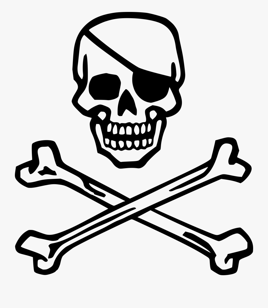 Clip Art Onlinelabels Clip Art Skull - Skull And Crossbones With Eye Patch, Transparent Clipart