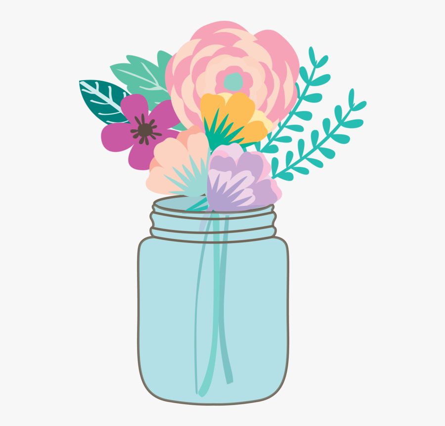 Flowers Clipart Mason Jar - Clip Art Mason Jar With Flowers, Transparent Clipart